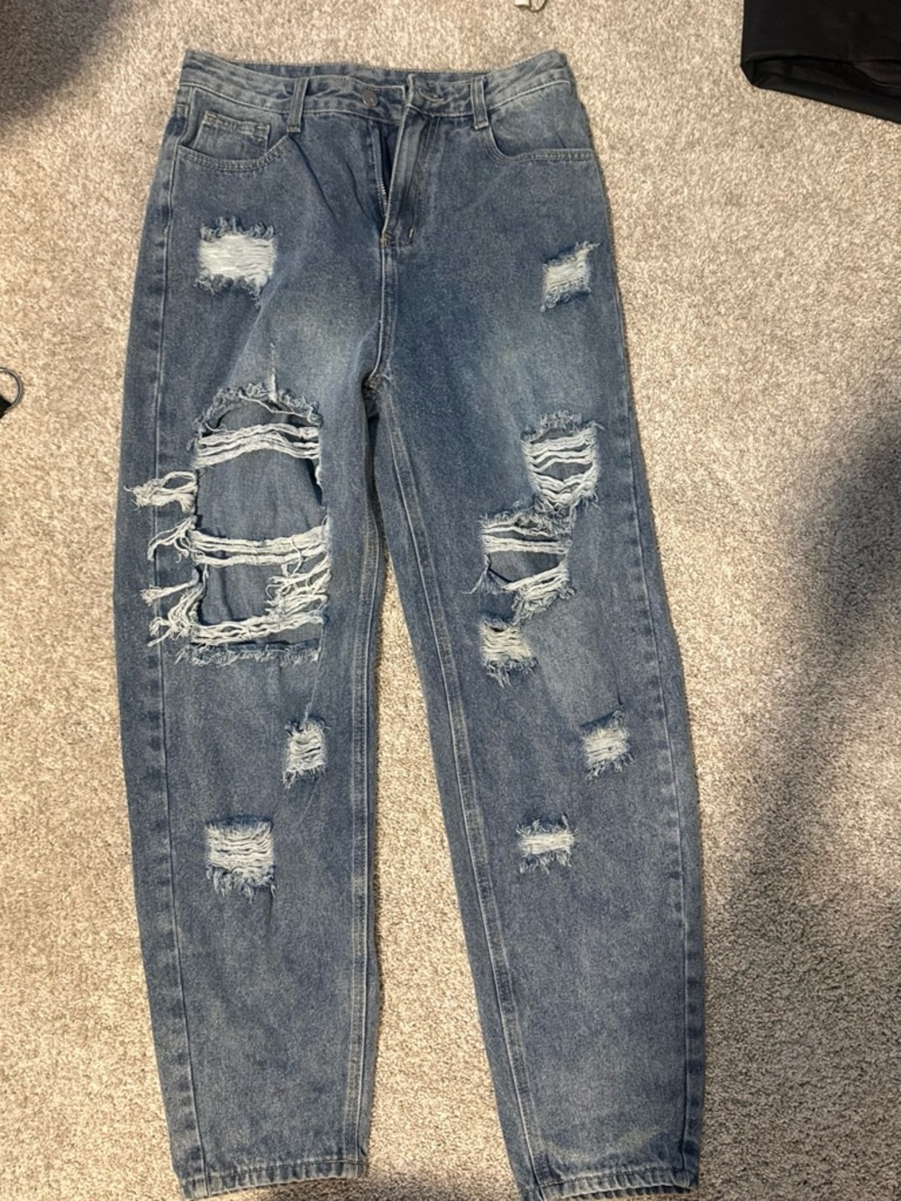 SHEIN Distressed Light Blue Boyfriend Jeans